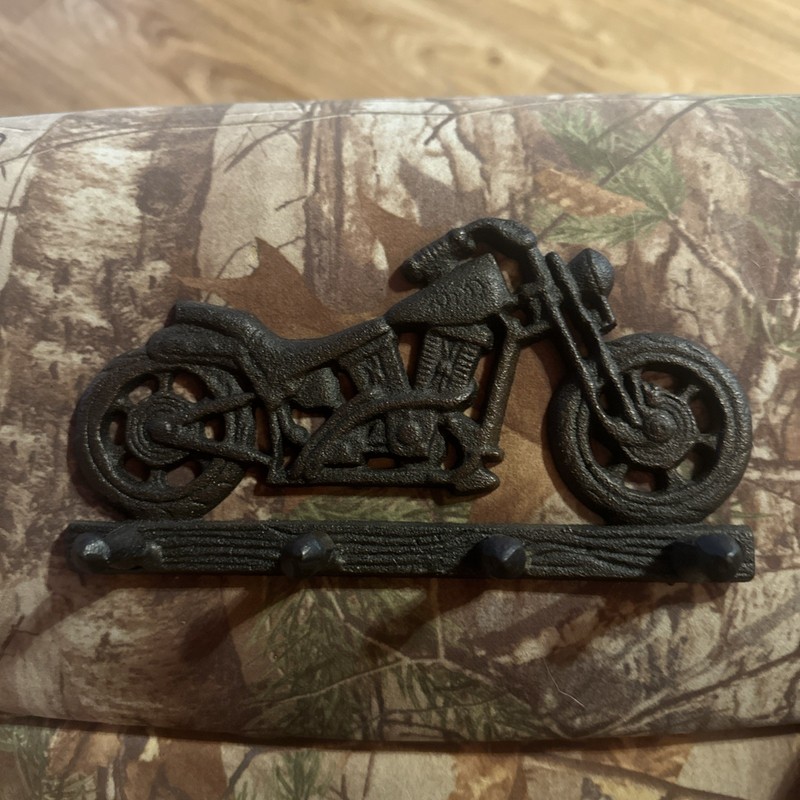 Cast Iron Motorcycle Wall Mount 4 Hook Hat Key Towel Leash Hook Hanger Harley