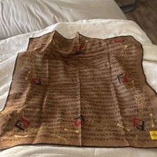 Fendi Roma 1925 Logo Brown Silk Satin Square Scarf for Women