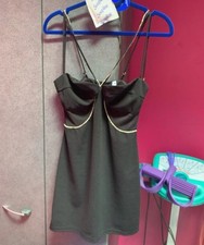 Strappy black cut-out strass rhinestone robe sexy noir S transparent Neuve NEW