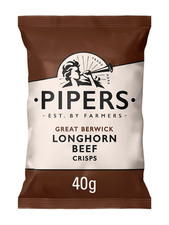 Pipers Crisps Great Berwick Longhorn Beef Flavour 24x 40g FREE DELIVERY
