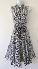Ladies HOBBS Spring/Fit & Flare White/Black Polka Work/Occasion Dress Size UK 10