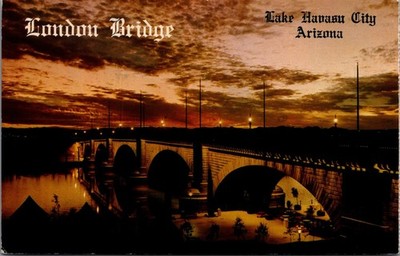 London Bridge Lake Havasu City Arizona Sunset 1977 Petley Postcard