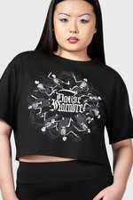 Killstar Danse Macabre Crop Top Shirt Xs Black Short Sleeve Women New Goth