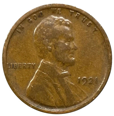   1921 P Lincoln Wheat Cent Good - Very Good (G-VG) Condition Copper Penny 1c
