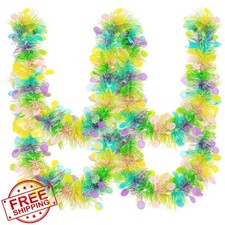 Gloreyan Easter Tinsel Garland 33FT Colorful Egg Metallic Twist