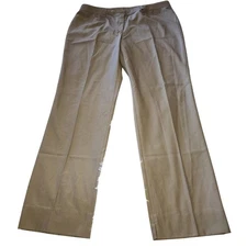 Basler Dark Tan Flat Front Straight Leg High Rise Pants Front Pockets Size XL