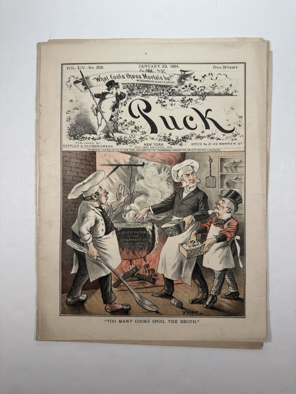 Puck Magazine Chromolithographs 7 Set-Mid 1880s