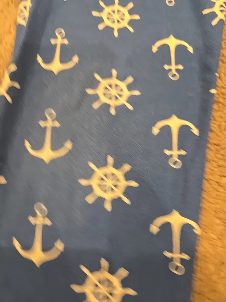Kids Girls LuLaRoe Leggings Blue With Boat Sterring Wheel And Anchors Size Tween - Image 4 of 4