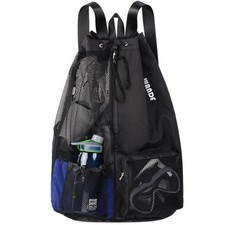 Swim Bag Mesh Drawstring Backpack with Wet Pocket for Gym, Beach, Workout XL 