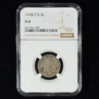 1918/7-D 5C G6 NGC Buffalo Nickel - Scarce Overdate