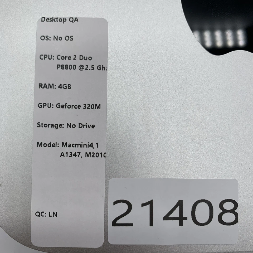 Apple Mac Mini Computer A1347 M2010 Core 2 Duo P8800 2.5GHz 4Gb Ram No HDD - Image 3 of 4