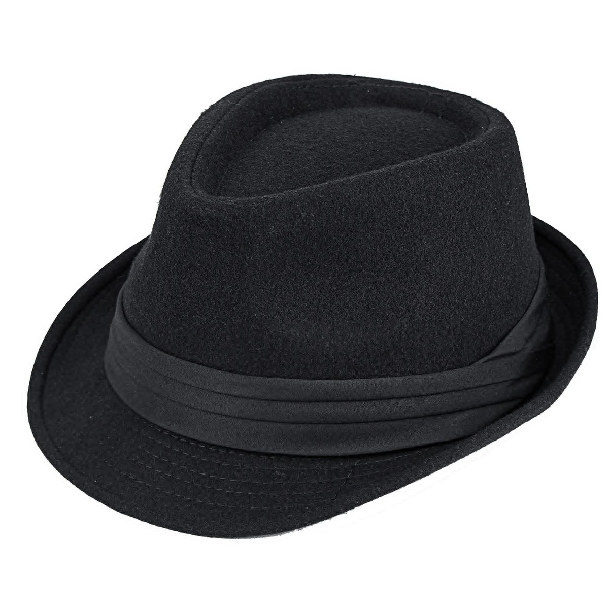 帽子 NEIGHBORHOOD PAPER FEDORA HAT BLACK Kid's Short Brim Black Trilby Fedora Hat - Boys Manhattan-Hat