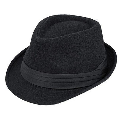 帽子 NEIGHBORHOOD PAPER FEDORA HAT BLACK Kid's Short Brim Black Trilby Fedora Hat - Boys Manhattan-Hat