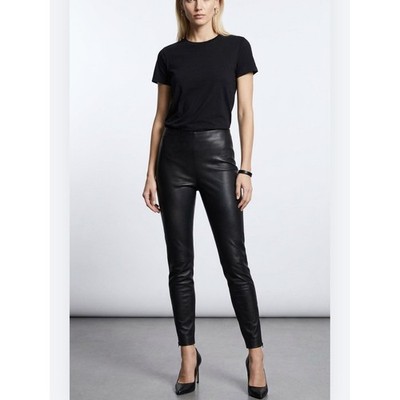 Zara Basic Black Vegan Leather Skinny High-Rise Pants. Sz S