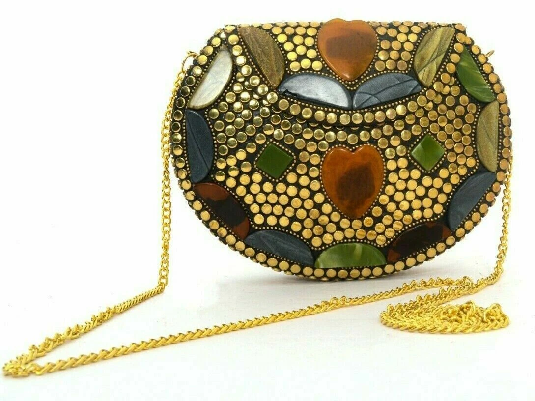 Vintage Sajai Metal and Agate Scroll Box Coin Purse, Handmade in India -  E-mosaik