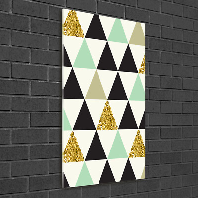 Wand-Bild Kunstdruck aus Acryl-Glas Hochformat 50x100 Bunte Dreiecke