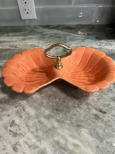 Vintage CAL USA 40 California Pottery Peach Color Tidbit Relish Candy Dish