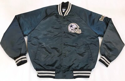 Vintage Chalk Line NFL Dallas Cowboys Satin Bomber Jacket L Navy