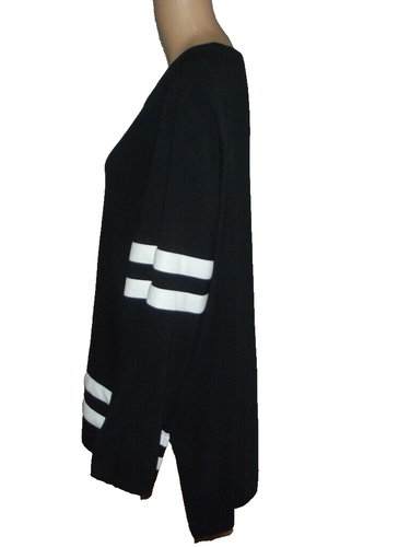 Roaman's Top Womens Size 18/20 Black White Colorblock blouse high low hem tunic - Picture 4 of 11