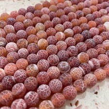 Red Matte Fire Agate Gemstones Round Beads 15" 6mm 8mm 10mm 12mm