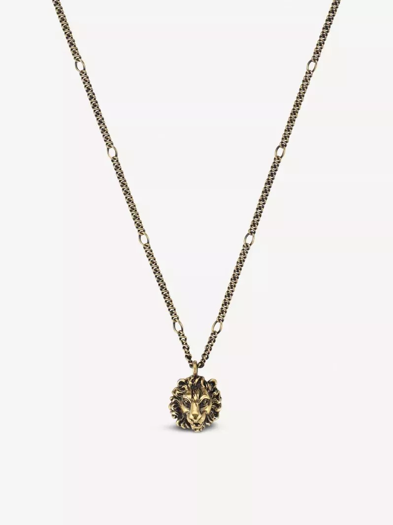 Authentique collier Gucci en laiton motif tête de lion