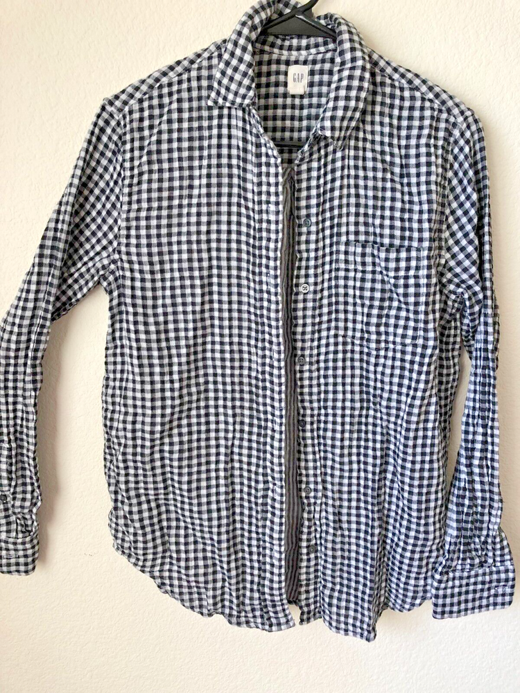 Gap Women’s Shirt Cotton black & White Checked long sleeve shirt Size XS