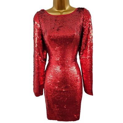 Original KAREN MILLEN 12 UK Red The Atelier Limited Edition Sequin Mini  Dress UK