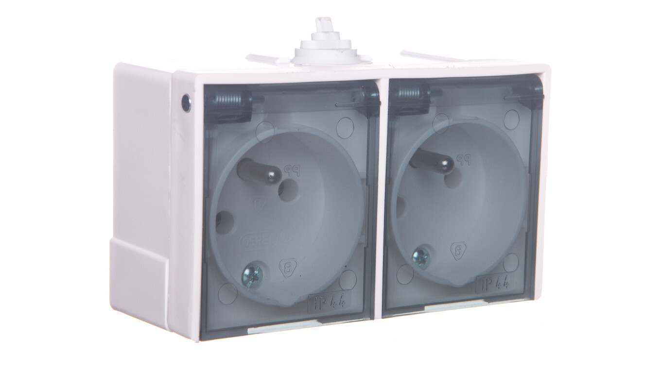 LAMBDA Double hermetic socket with / u IP44 white smoke flap GNH-2LZ / 00 /T2UK
