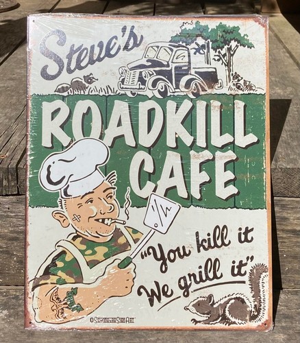 Steve's Roadkill Cafe Tin Sign Metal Poster bar garage funny redneck grill decor - Picture 11 of 12