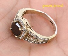 2.10CT Lab-Created Round Cut Black Onyx Engagement Ring 14K Yellow Gold Finish