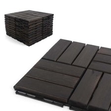 3rd Street Inn Deck Tiles - Interlocking Acacia Patio Tiles - Ebony Finish