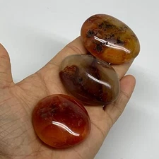 185.6g, 1.9"-2.1", 3pcs, Red Carnelian Palm-Stone Gem Crystal Polished, B37620