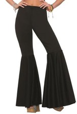 Hippie Pants Black 60's Bell Bottom Fancy Dress Up Halloween Costume Accessory