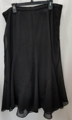 R&M RICHARDS, LINED, FLARE, SHEER OVERLAY, PANELED SKIRT, BLACK, SIZE 18 #2471