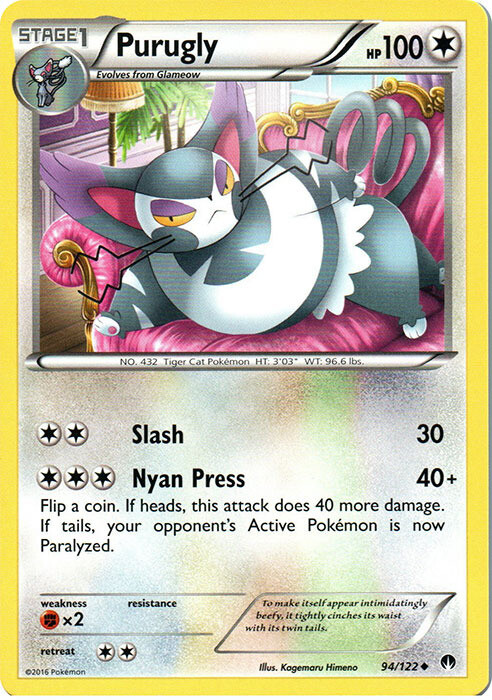 Pokemon - Purugly - 94/122 - Uncommon - XY - BREAKPoint - NM