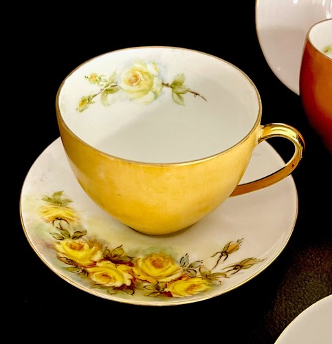 Gorgeous Vintage Arzberg Hand Painted Floral 6 Tea Cups Saucers, Artist Signed - Picture 6 of 9