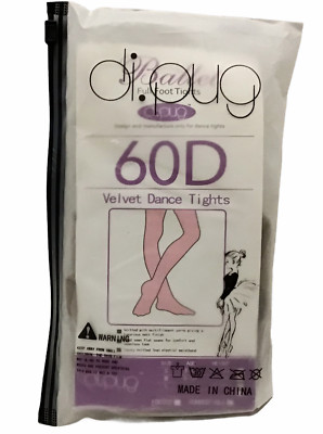 Di Pug Lt Suntan Velvet Full Foot Ballet Dance Tights Sz L Large 7-10 Yrs New 