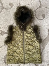 Women's Faux Fur Vest By Rinascimento  Made In Italy Green Zipper Size Small