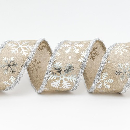 Snowflake Tinsel Christmas Ribbon - 3 Colours -63mm Wide -Per Metre - Picture 4 of 7