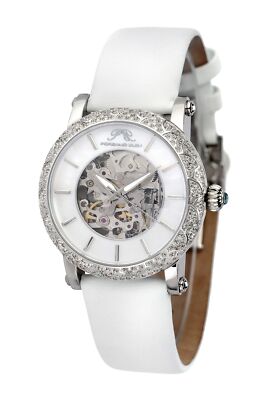 PORSAMO BLEU Womens Liza Topaz Stone Automatic Skeleton White 38mm Watch 132409
