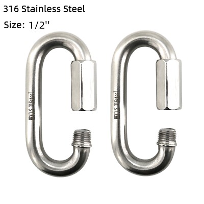 2PC M12 Quick Link Chain Stainless Steel Heavy Duty Chain Connectors Repair Link