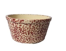 Red Spongeware Mixing Bowl Crock