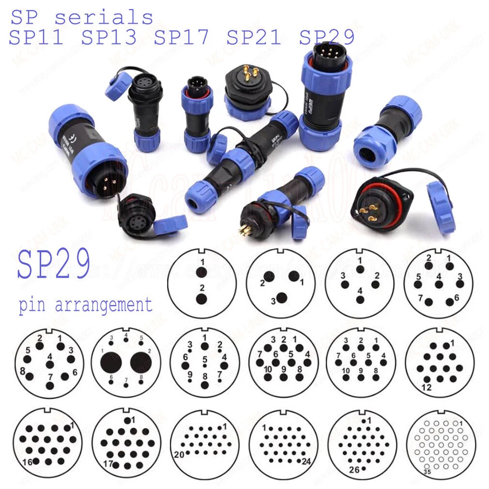SP29 Weipu 2 3 4 7 8 9 10 12 16 17 20 24 26 35Pin Waterproof Connector LED Plugs - Image 4 of 4