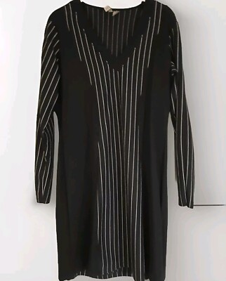 H&M Shirtkleid Longsleeve Winterkleid Gr. XL 40/42SchwarzWeiß Nadelstreifen Neu 