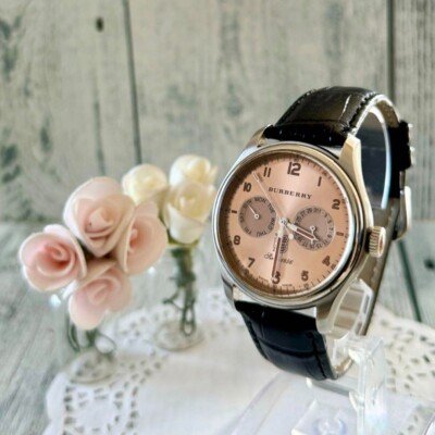 BURBERRY Watch BU1602 Day Date Used From Japan Check