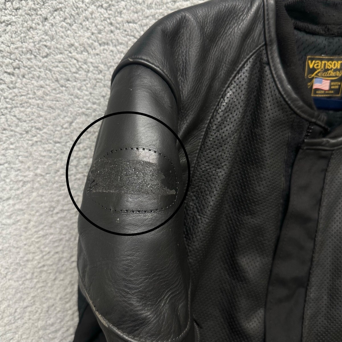 Vanson Leather Jacket Mens 48 Black Perforated Motorcycle Biker