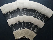 50 - Black $200 Cash Money Self-Sealing Straps Tan Saw Tooth Currency Bands 