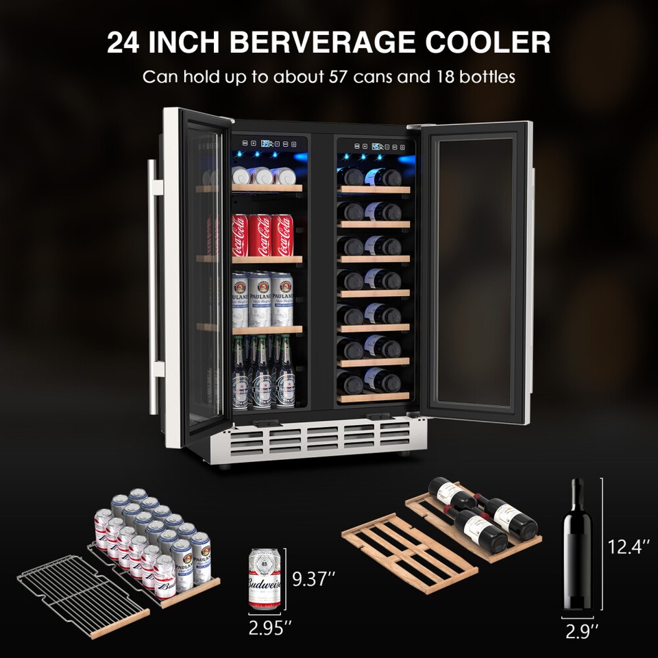 Dual Zone Cooler White & Red Wines Chiller Refrigerator Freestanding