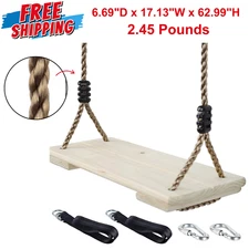 Wooden Swing Seat Hanging, Nostalgic Outdoor for Kids, Adults Height Adjustable