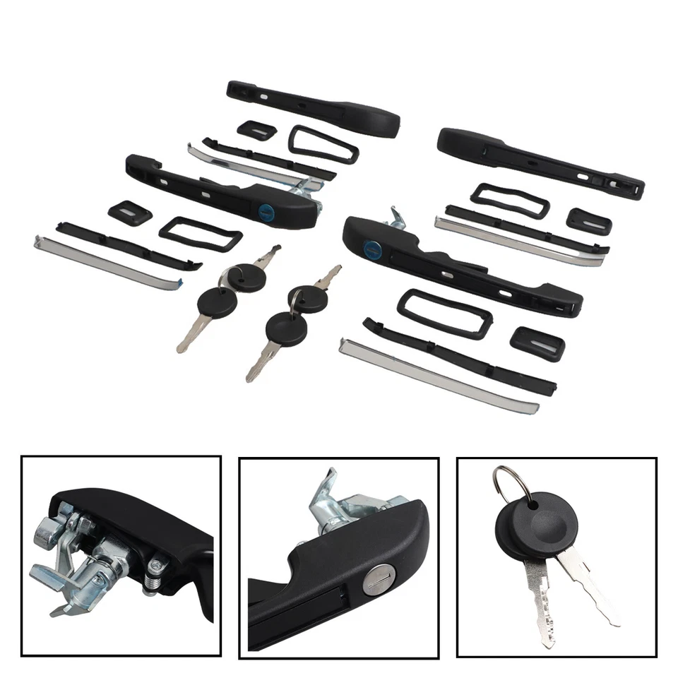 4Pcs Front Rear Left Right Exterior Outer Door Handles For VW Golf Jetta Rabbit Foto 4 de 4